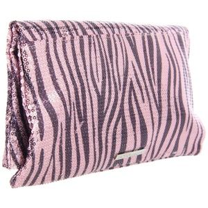 BCBG Sequin Tiger Stripes Foldover Clutch Bag